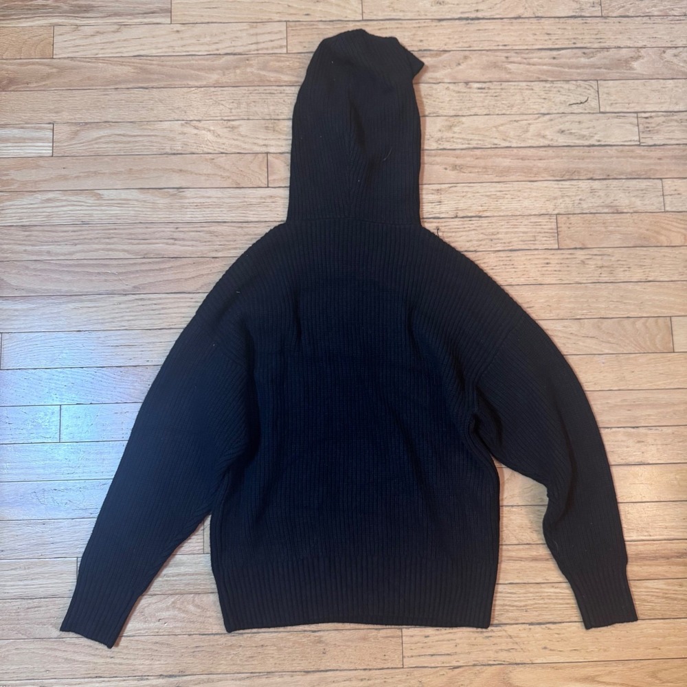 Wild Fable Black Ribbed Knit Hoodie Sweater Womens XS New With Tags - Picture 9 of 11